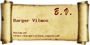 Barger Vilmos névjegykártya